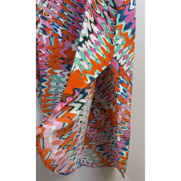 MARIE OLIVER Ellis Silk Psychedelic Tie Dye Midi Dress XS VNeck Resort Vacation - Picture 9 of 13
